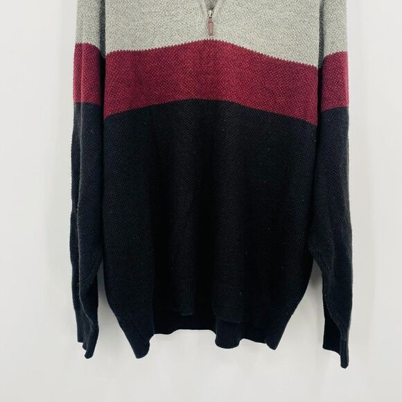 Dockers Mens Size XXL 2XL Black Gray Color Block 1/4 Zip Pullover Sweater - Picture 3 of 8